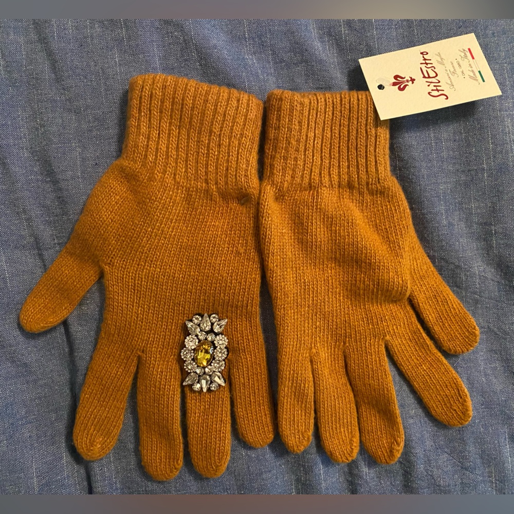 STILESTRO🇮🇹 Wool/Cashmere Blend Jeweled Gloves